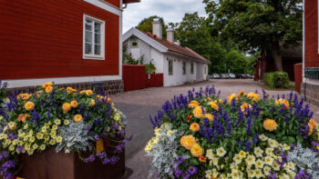 Gamla Byn AB:s bostadsområde i Avesta med Faluröda längor med anor från 1600-talet.